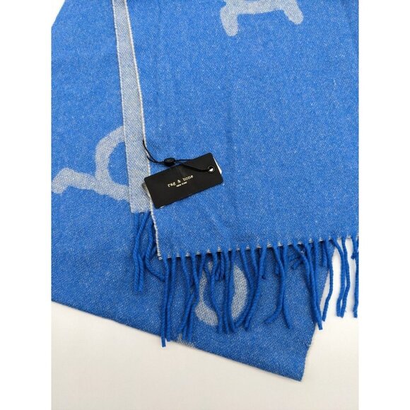 RAG & BONE Addison Skinny recycled wool women's winter scarf - BLUE - Picture 4 of 9